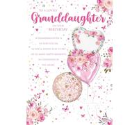 Cherry Orchard Publishing - To A Lovely Granddaughter Birthday Card, Pink Floral Design with Balloons