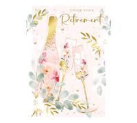 Cherry Orchard | Retirement Card for Her | Congratulations on your Retirement | Elegant Champage Design | Gold Foil Finish | Complete with Envelope
