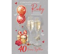 Cherry Orchard , Ruby Wedding Anniversary Card - Card for 40th Wedding Anniversary Congratulations - Elegant Champagne Design -Luxury Insert & Gold Foil Finish - Complete with Envelope