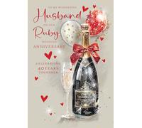 Cherry Orchard | Ruby Wedding Anniversary Card for Husband | 50th Wedding Anniversary Card Husband | Luxurious Champagne design | Premium Insert & Gold Foil Finish | Complete with Envelope