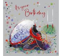 Cherry Orchard Rugby Happy Birthday Card, Birthday card for him Rugby design, finished with Gold Foil, complete with Envelope