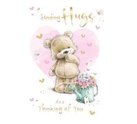 Cherry Orchard| Sending Hugs & Thinking of You Card | Cute Teddy Bear Design | Sympathy, Get well, Thinking of You Card | Blank Inside | Complete with Envelope