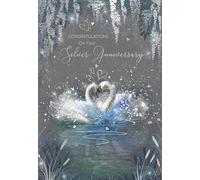 Cherry Orchard | Silver Wedding Anniversary Card | Elegant Swan Design, Romantic Greeting Card with Verse | 25th Wedding Anniversary