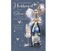 Cherry Orchard | Silver Wedding Anniversary Card for Husband | 25th Wedding Anniversary Card Husband | Luxurious Champagne Design | Premium Insert & Foil Finish | Complete with Envelope