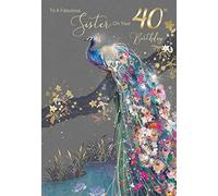 Cherry Orchard Sister 40th Birthday Card from the Grace Range complete with Gold Envelope and Gold Foil Detailing , Grey & Gold, 143mm x 210mm