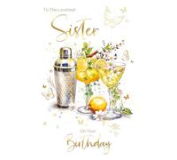 Cherry Orchard | Sister Birthday Card | Charming Birthday card for Sister | Fun & Vibrant Cocktail Design | Beautiful Gold Foil Finish| Luxury Insert | Complete with Envelope