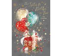 Cherry Orchard | Sister & Brother-in-Law Christmas Card | Festive Gift & Balloons | Gold Foil Finish | Complete with Envelope