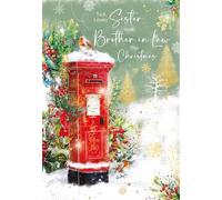 Cherry Orchard | Sister & Brother-in-Law Christmas Card | Festive Postbox in the Snow | Little Red Robin | Sentimental Verse | Gold Foil Finish