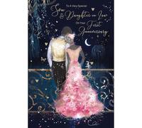 Cherry Orchard Son and Daughter In Law 1st Anniversary Card - Happy Anniversary Card 1 Year with Floral Gown and Moonlit River Design with Foil Details - Anniversary Card for a Special Couple