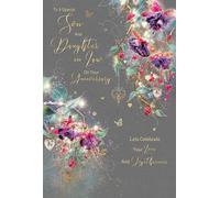 Cherry Orchard Son and Daughter in Law Anniversary Card, Beautiful Floral design, finished with Gold foil, comes complete with envelope.