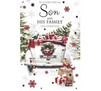 Cherry Orchard Son and His Family Christmas Card - Festive Car with Presents Design