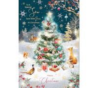 Cherry Orchard | Son Christmas Card | Christmas Card for Son | Festive Christmas Tree and Woodland Animals | Shimmering Gold Foil details