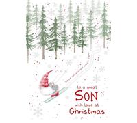 Cherry Orchard | Son Christmas Card | Christmas Card for Son | Festive Design with Skiing Gonk | Foil Finish | Complete with Envelope