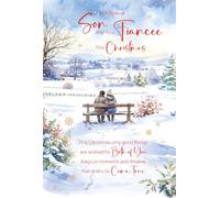 Cherry Orchard Son & Fiancee Christmas Card - Traditional Winter Couple Design with Heartfelt Verse | Premium Christmas Card for Son and Fiancee - Gold Foil Finish - Luxury Insert -Envelope Included