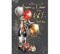 Cherry Orchard | Son in Law 60th Birthday Card | 60th Birthday card for Son in Law| Elegant Champagne & Balloons Design | Gold Foil Finish | Luxury Insert | Complete with Envelope