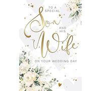 Cherry Orchard Son & Wife Wedding Day Congratulations Card from Flowers - Foil & Embossed Finish