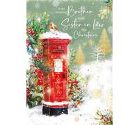 Cherry Orchard | Special Brother And Sister-in-Law Christmas Card | Christmas card for Brother and Wife| Festive Postbox design with Red Robin | Gorgeous Gold foil | Heartfelt verse inside