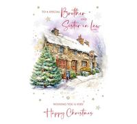 Cherry Orchard | Special Brother And Sister-in-Law Christmas Card | Christmas card for Brother and Wife| Festive Snowy pub design | Gorgeous Gold foil | Heartfelt verse inside