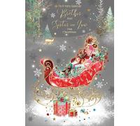 Cherry Orchard | Special Brother And Sister-in-Law Christmas Card | Large Size | Festive Red Sleigh Design | Luxury Insert & Sentimental Verse | Gold Foil Finish