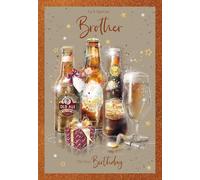 Cherry Orchard Special Brother Birthday card, Artistic Beer Bottle design, Complete with Envelope, From