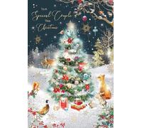 Cherry Orchard SPECIAL COUPLE Christmas card, Artistic design with snowy Christmas tree scene finished with foil text, comes complete with envelope.