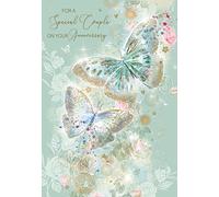 Cherry Orchard Special Couple on your Anniversary Luxury Card with Pretty Butterfly Design and Gold Foil Detailing and Gold Envelope from