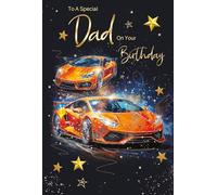 Cherry Orchard| Special DAD Birthday card | Luxury Birthday card for Dad | Vibrant Orange Super car Design| Stylish Gold Foil Text | Luxury Insert | Complete with Envelope