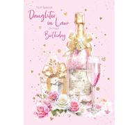 Cherry Orchard | Special Daughter in Law Birthday Card | Gorgeous Champagne bottle & Flute design |Beautiful Gold Foil Finish | Complete with envelope