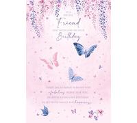 Cherry Orchard Special Friend Birthday Card with Butterfly image,Complete with Envelope, finished with Beautiful Purple Foiling detials.