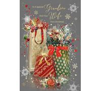 Cherry Orchard Special 'Grandson and Wife' Christmas Card, Beautiful Artisitc design from Gorgeous Grace range. Comes complete with Gold envelope