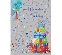 Cherry Orchard | Special Great Grandson Birthday Card | Vibrant Rainbow Gifts & Confetti Design | Gold Foil | Complete with Envelope