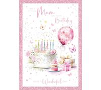 Cherry Orchard, Special MAM Birthday Card for Mum/Mummy, Enchanting Cake & Balloon Design, Heartfelt Message printed inside, Complete with Envelope