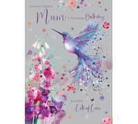 Cherry Orchard , Special Mum Birthday Card, Luxury Large Birthday card Flowers and Bird Design, Finished with Foil Text & Details