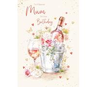 Cherry Orchard | Special Mum Birthday Card | Luxury Large Birthday card for Mum | Wine Bottle on Ice Design | Gorgeous Gold Foil Finishes | Luxury Insert | Complete with envelope