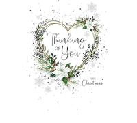 Cherry Orchard Thinking of You Christmas Card Gold Heart & Poinsettia Design