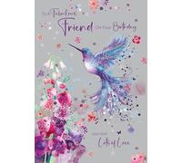 Cherry Orchard | To a FABULOUS FRIEND Birthday Card | Gorgeous Artisitc Floral Bird Design | Gold Foil Text and Details.