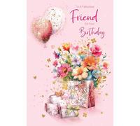 Cherry Orchard | To a FABULOUS FRIEND Birthday Card | Gorgeous Flowers, Gifts & Balloons | Gold Foil Text and Details | Complete with Envelope