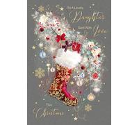 Cherry Orchard 'To a Lovely Daughter Sent with Love This Christmas' Christmas Card - Stunning Luxury Card for Christmas with Elegant Stocking Design - Grace Range Comes with Gold Envelope 152mm x228mm