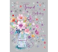 Cherry Orchard | To a Lovely Friend Birthday Card | Flowers & Confetti | Birthday Card for Friend | Gold foil Finish | Complete with Envelope