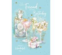 Cherry Orchard | To a Lovely Friend Birthday Card | Gorgeous Gin & Cocktail Design | Gold Foil Text and Details | Complete with Envelope