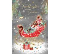Cherry Orchard 'To a Lovely Granddaughter with Love at Christmas' Christmas Card - Stunning Luxury Card for Christmas with Sleigh & Present Design - Grace Range - Comes with Gold Envelope 152mm x228mm