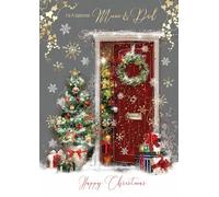 Cherry Orchard 'To a Special Mum and Dad' Christmas Card - Stunning Luxury Card for Christmas Doorway Design - Grace Range - Comes with Gold Envelope - 173 x 247 mm