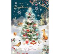 Cherry Orchard 'To Our Neighbours' Christmas greeting card, with Beautiful Christmas tree design, complete with envelope