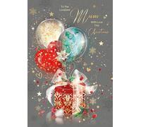 Cherry Orchard 'To the Loveliest Mum with Love This Christmas' Christmas Card - Stunning Luxury Card for Christmas with Balloon & Present Design - Grace Range - Comes with Gold Envelope -152mm x 228mm