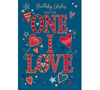 Cherry Orchard | To the One I Love Birthday Card| Luxry Large Card with Insert | Bright & Jazzy Design| Hearts & Stars | Gold Foil & Embossed finish | Complete with Envelope