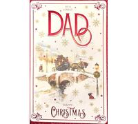 Cherry Orchard Traditional Horse and Carriage Snow Scene Christmas Card for Dad with Gold Foil Accents and Matching Envelope