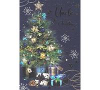Cherry Orchard Uncle Christmas Greeting Card, Festive Tree with Baubles, Gold Foil and Glitter Design