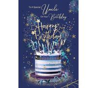 Cherry Orchard Uncle Happy Birthday Card with cake design from the Grayson Range complete with Gold Envelope and Gold Foil Detailing