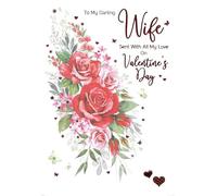 Cherry Orchard Valentine's Day Card for Wife, Red and Pink Roses Floral Design, Romantic Love Verse, Greeting Card with Envelope