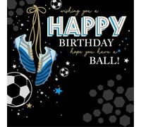 Cherry Orchard Vibrant Male Happy Birthday Cards for Him, finished with Cold Foil and Embossing (Football)